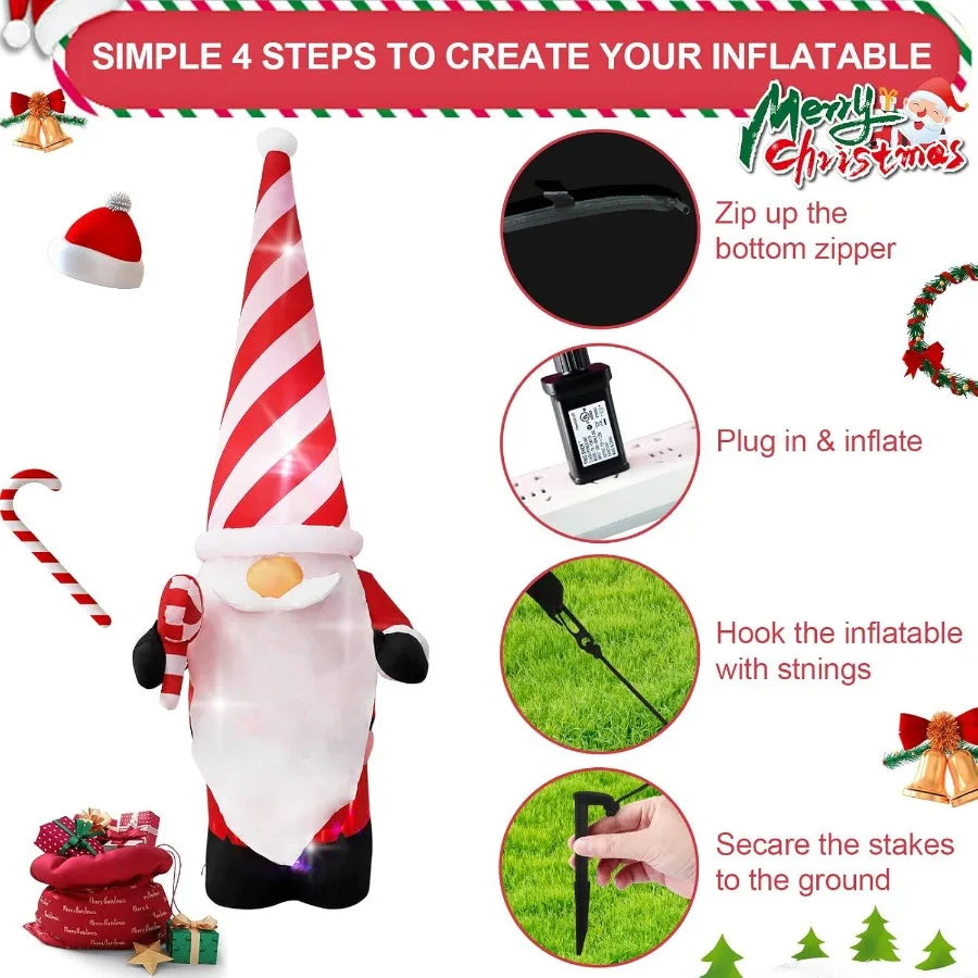 Hign-concerned Christmas Inflatable Outdoor Dwarf With Hat LED Lights