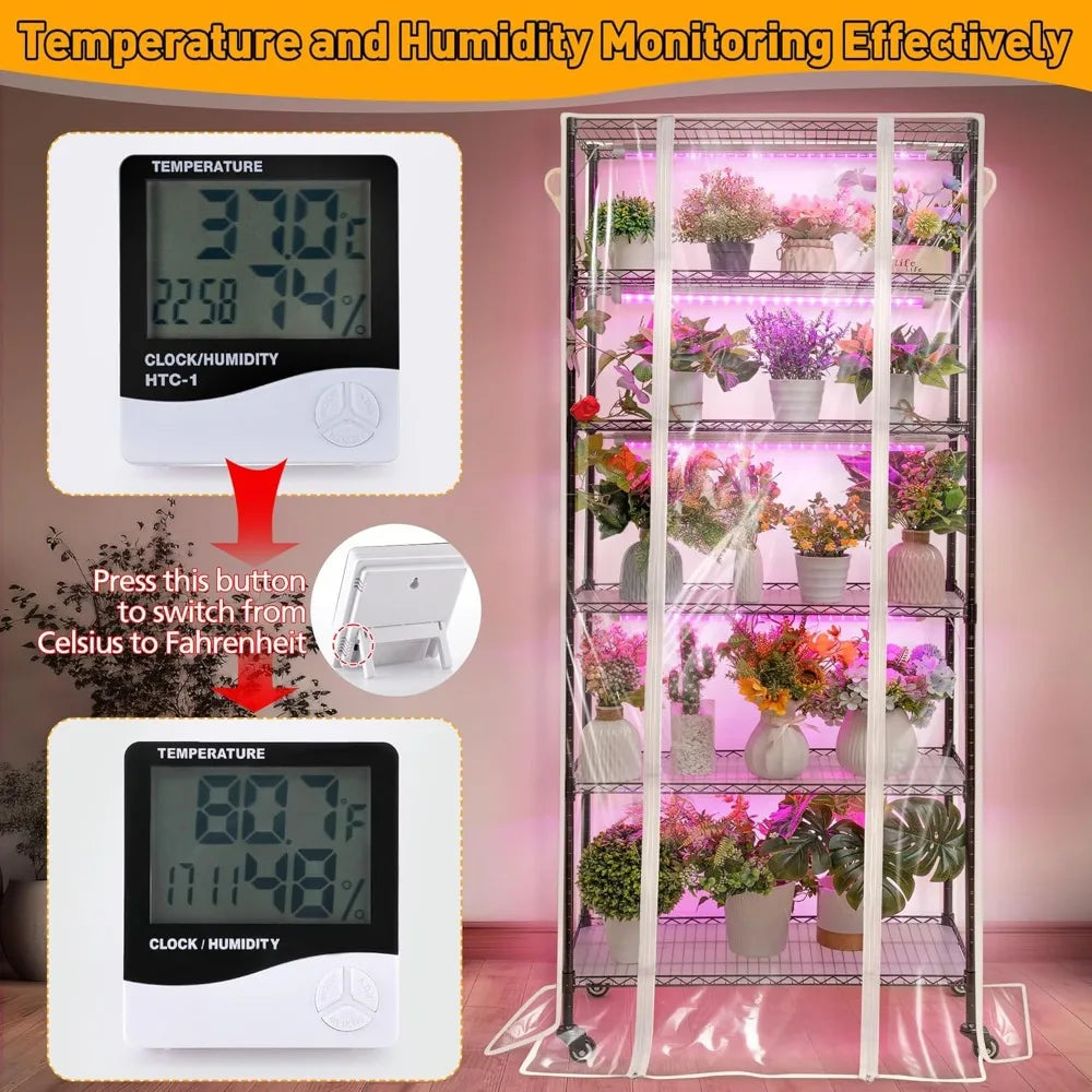 High-concerned Plant Shelf With Grow Lights 6-Tier LED Indoor Greenhouse