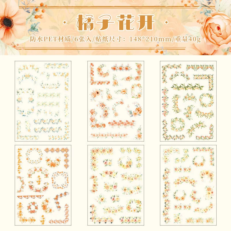 High-concerned Flower Stickers Set for Scrapbooking and Journaling