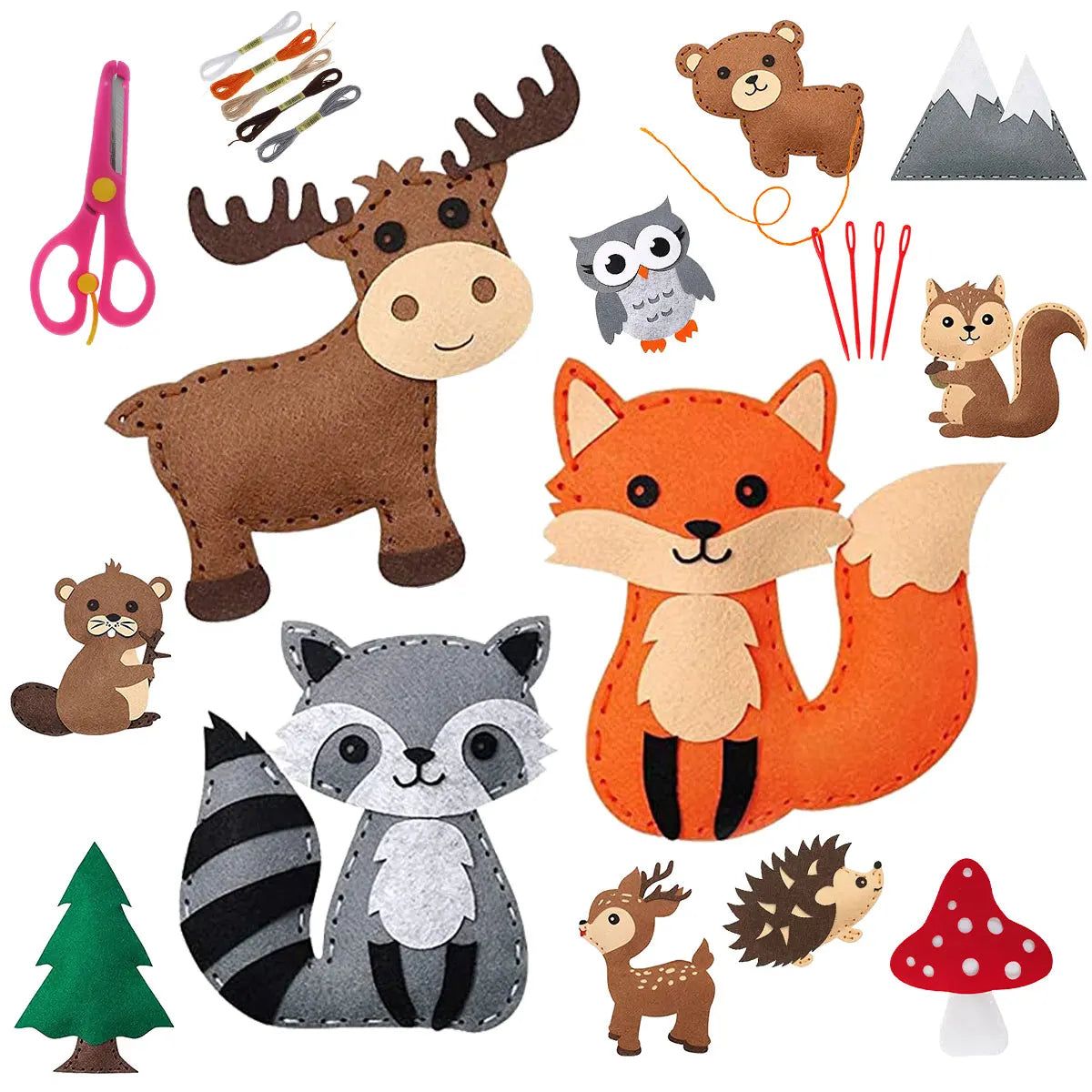 Choice DIY Sewing Felt Animals Craft Kit Forest Dinosaurs Dog