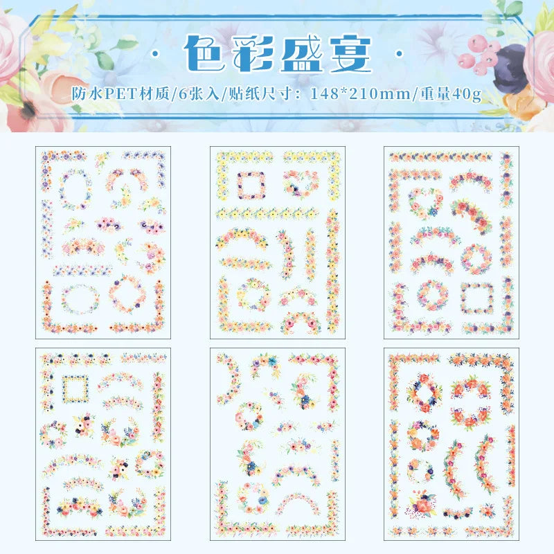 High Concerned Flower Stickers Set for Scrapbooking Journaling