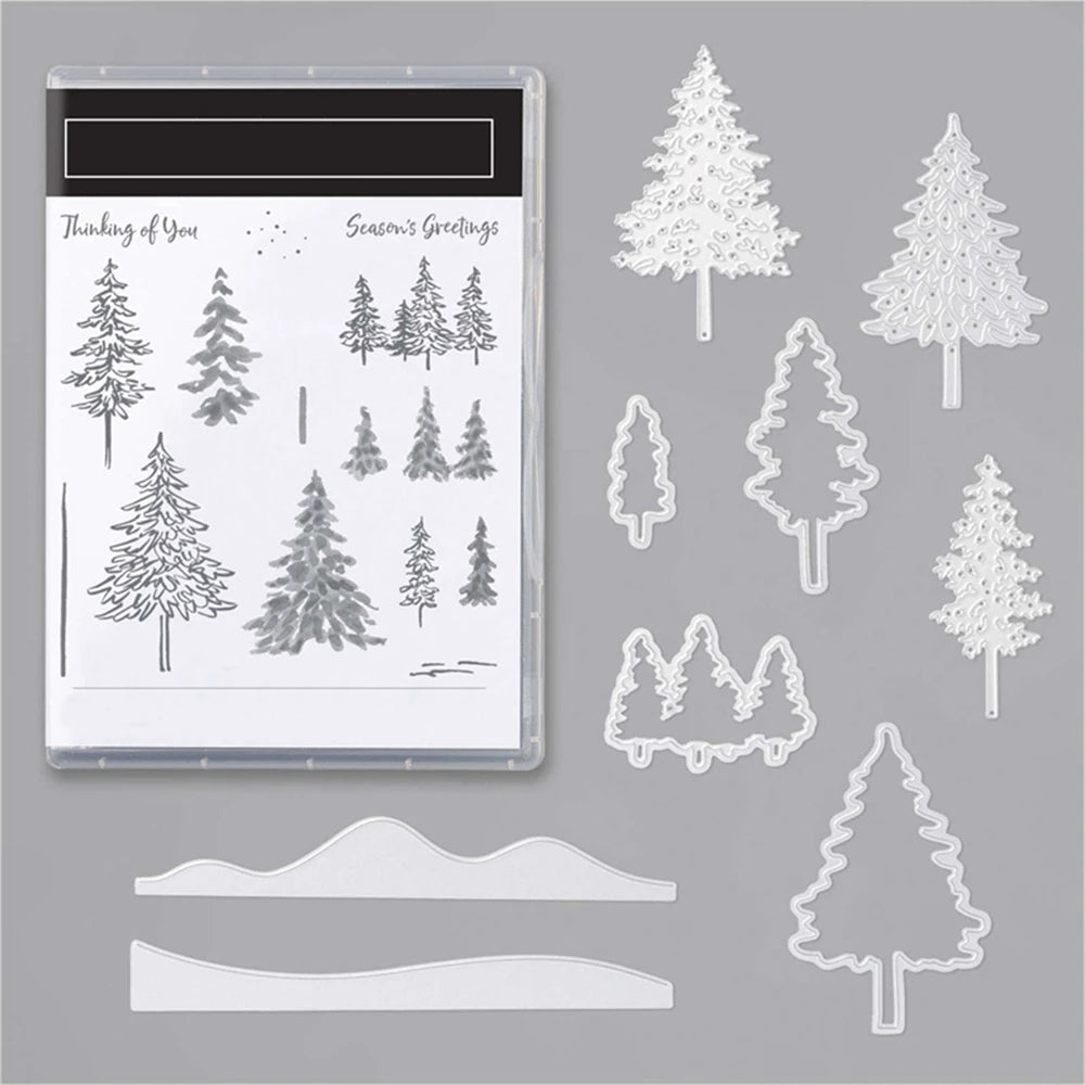Hign-concerned Christmas Tree Clear Stamps And Cutting Dies Set