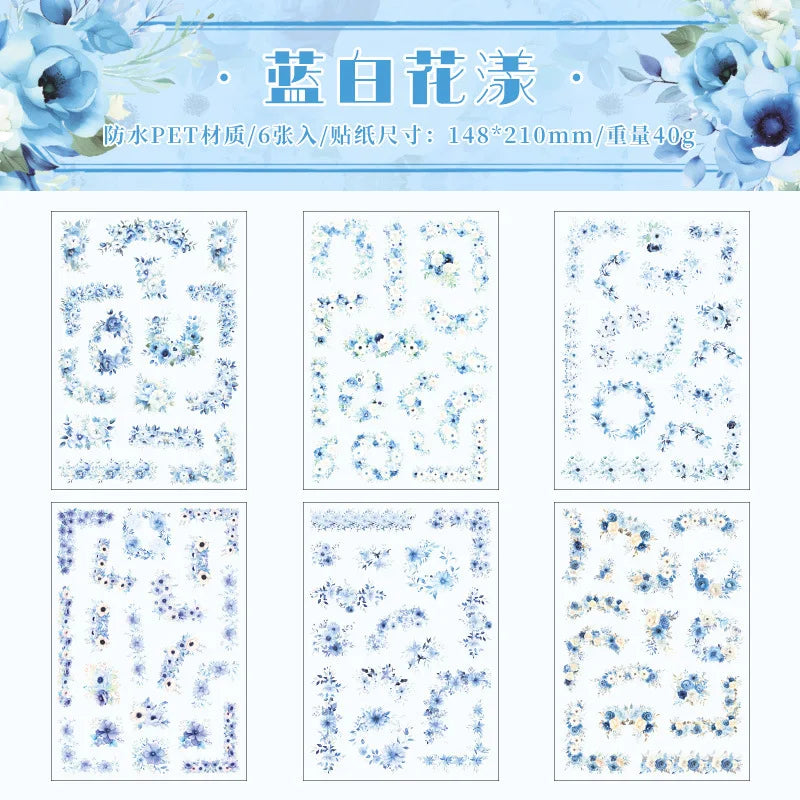 High Concerned Flower Stickers Set for Scrapbooking Journaling