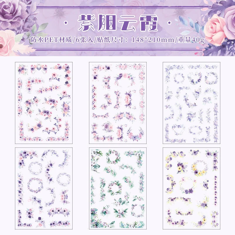 High-concerned Flower Stickers Set for Scrapbooking and Journaling