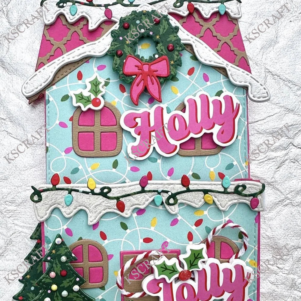 KSCRAFT Christmas House Pockets Die Cutting Dies And Stencils Set