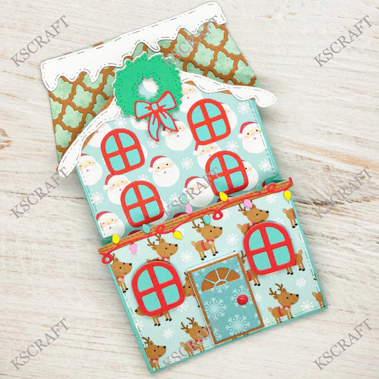 KSCRAFT Christmas House Pockets Die Cutting Dies And Stencils Set