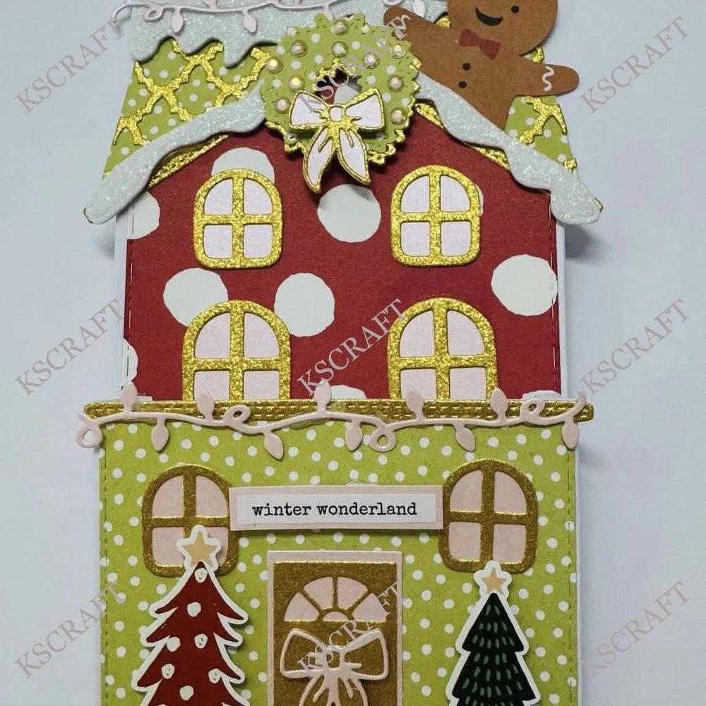 KSCRAFT Christmas House Pockets Die Cutting Dies And Stencils Set
