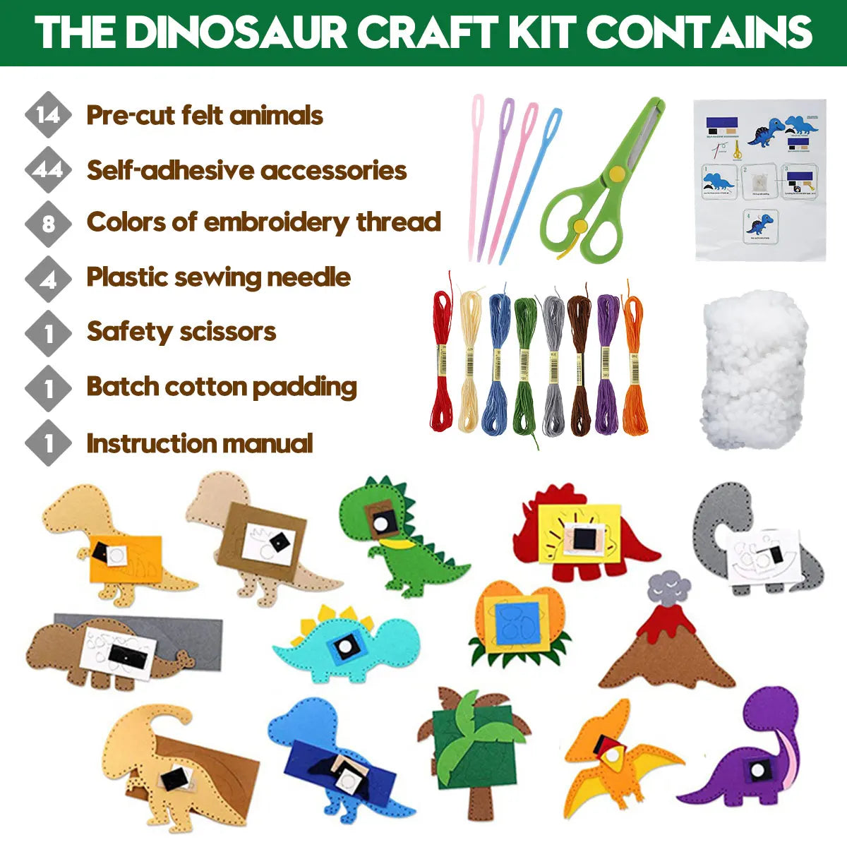 Choice DIY Sewing Felt Animals Craft Kit Forest Dinosaurs Dog