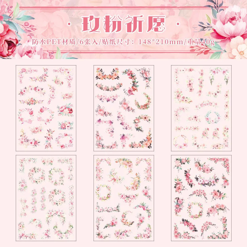 High Concerned Flower Stickers Set for Scrapbooking Journaling