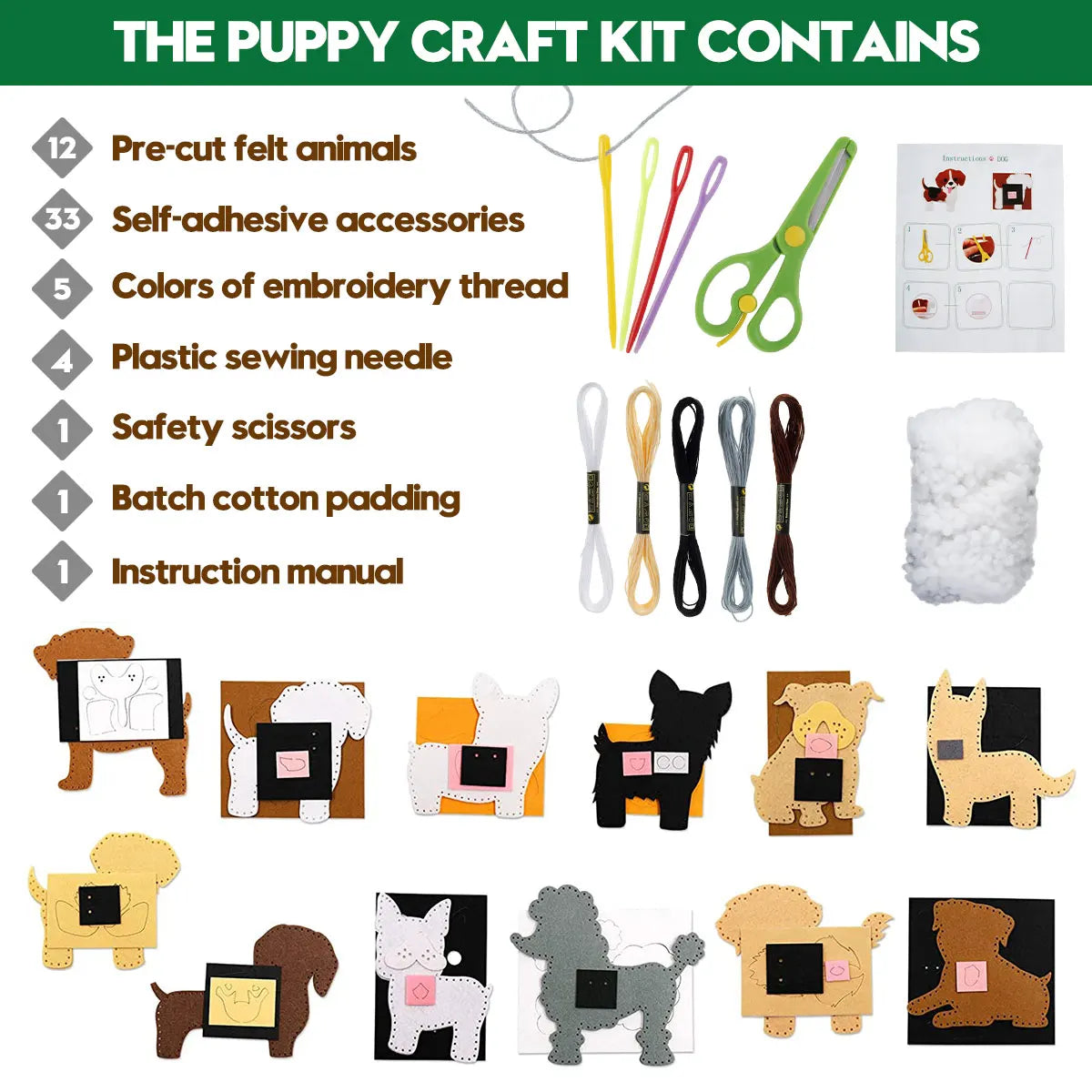 Choice DIY Sewing Felt Animals Craft Kit Forest Dinosaurs Dog
