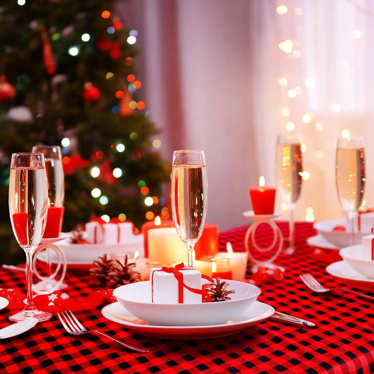 HenanChoice Buffalo Plaid Fabric Christmas Polyester Cotton