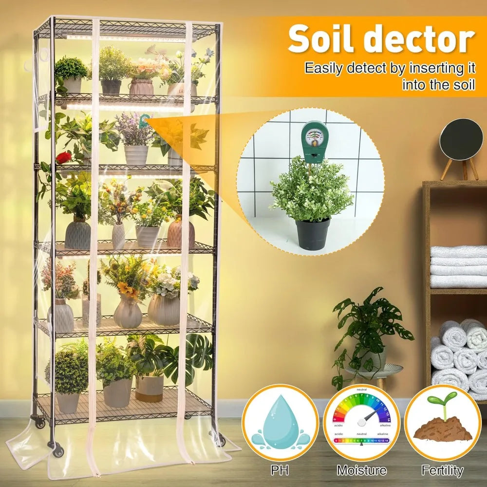 High-concerned Plant Shelf With Grow Lights 6-Tier LED Indoor Greenhouse