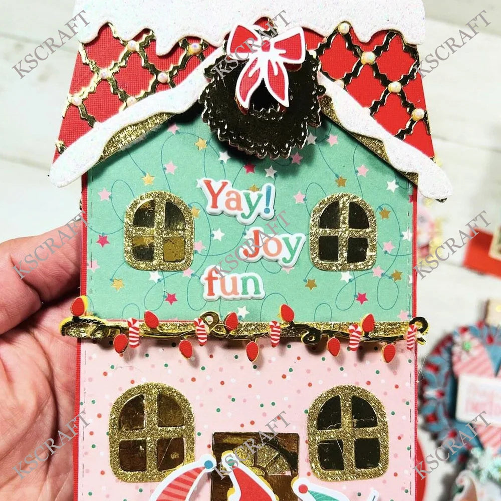 KSCRAFT Christmas House Pockets Die Cutting Dies And Stencils Set