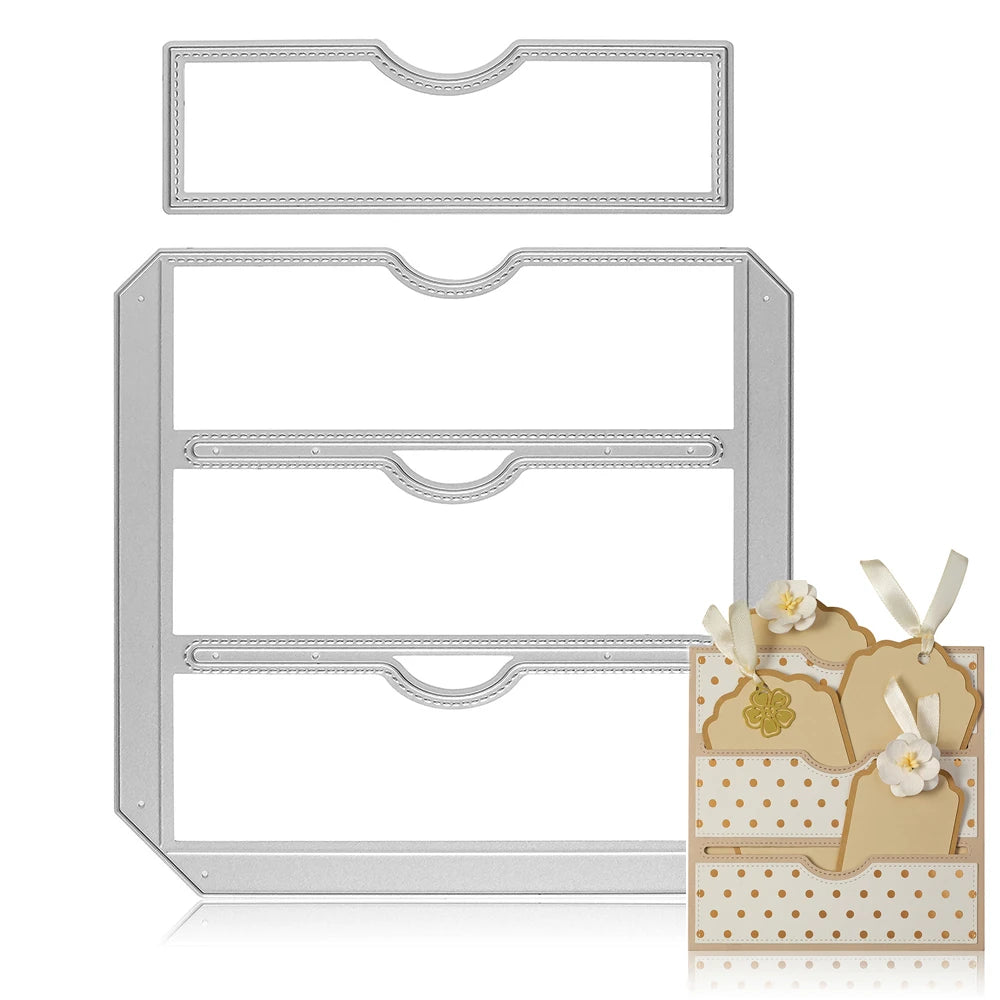 Hign-concerned Stitched Slots Pocket Cutting Dies For DIY Card Making