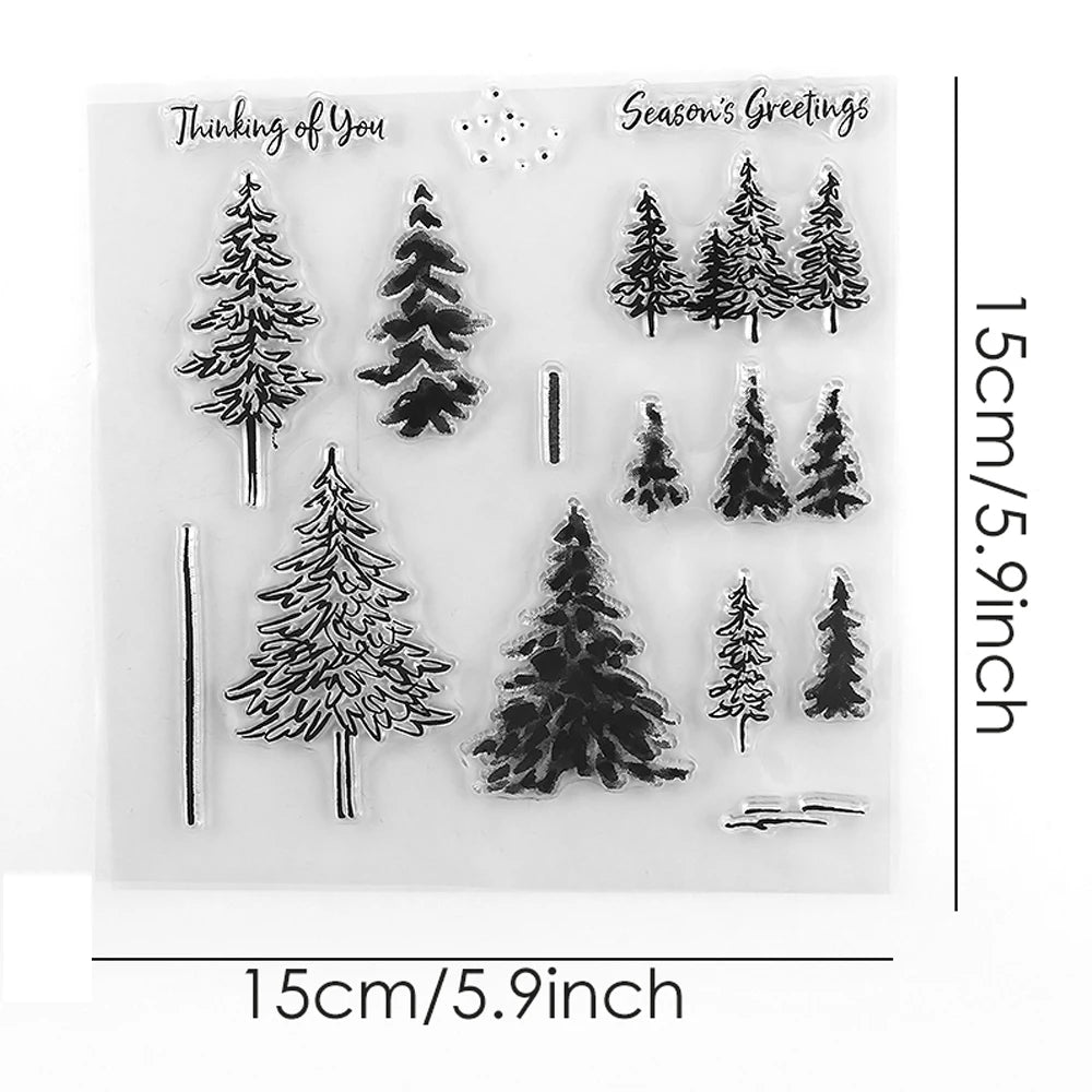 Hign-concerned Christmas Tree Clear Stamps And Cutting Dies Set