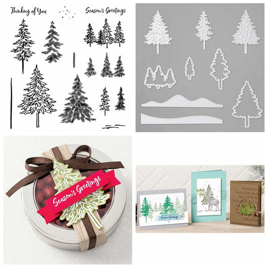 Hign-concerned Christmas Tree Clear Stamps And Cutting Dies Set